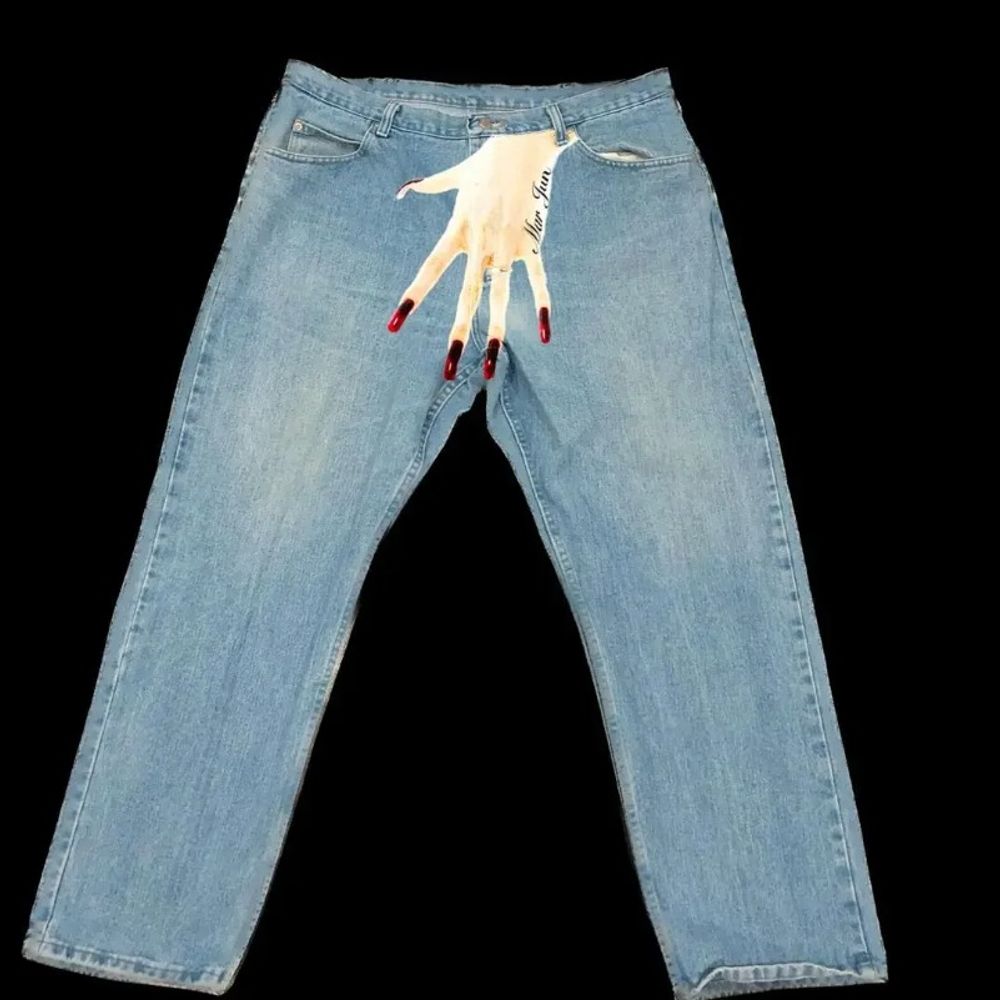 2024 Harajuku Street Fashion Hand-Printed Baggy Jeans & Wide Trousers