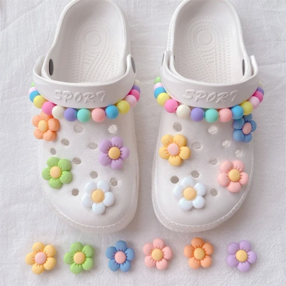 Colorful Flower Shoe Charms Premium Quality Pearl Chain Accessories